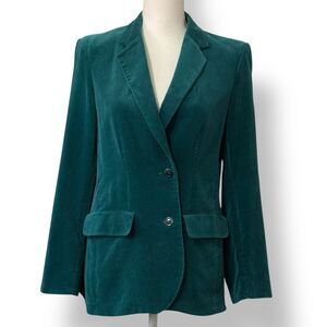 Velvet Blazer Jacket Teal Vintage pre 1982 Sz 12-14
